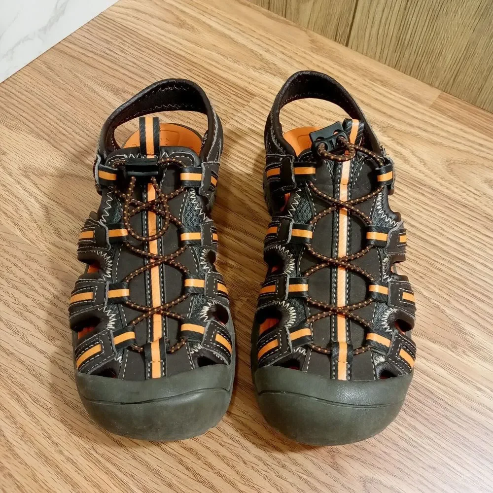 Arizona Jeans Co. Boys Sz 1 EU 32 Slingback Sandal Shoe Sneaker Closed Toe Brown